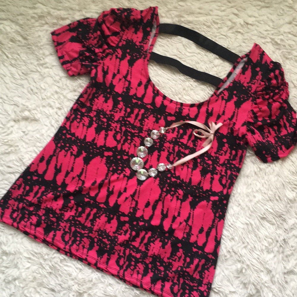Pink & Black Dress Blouse